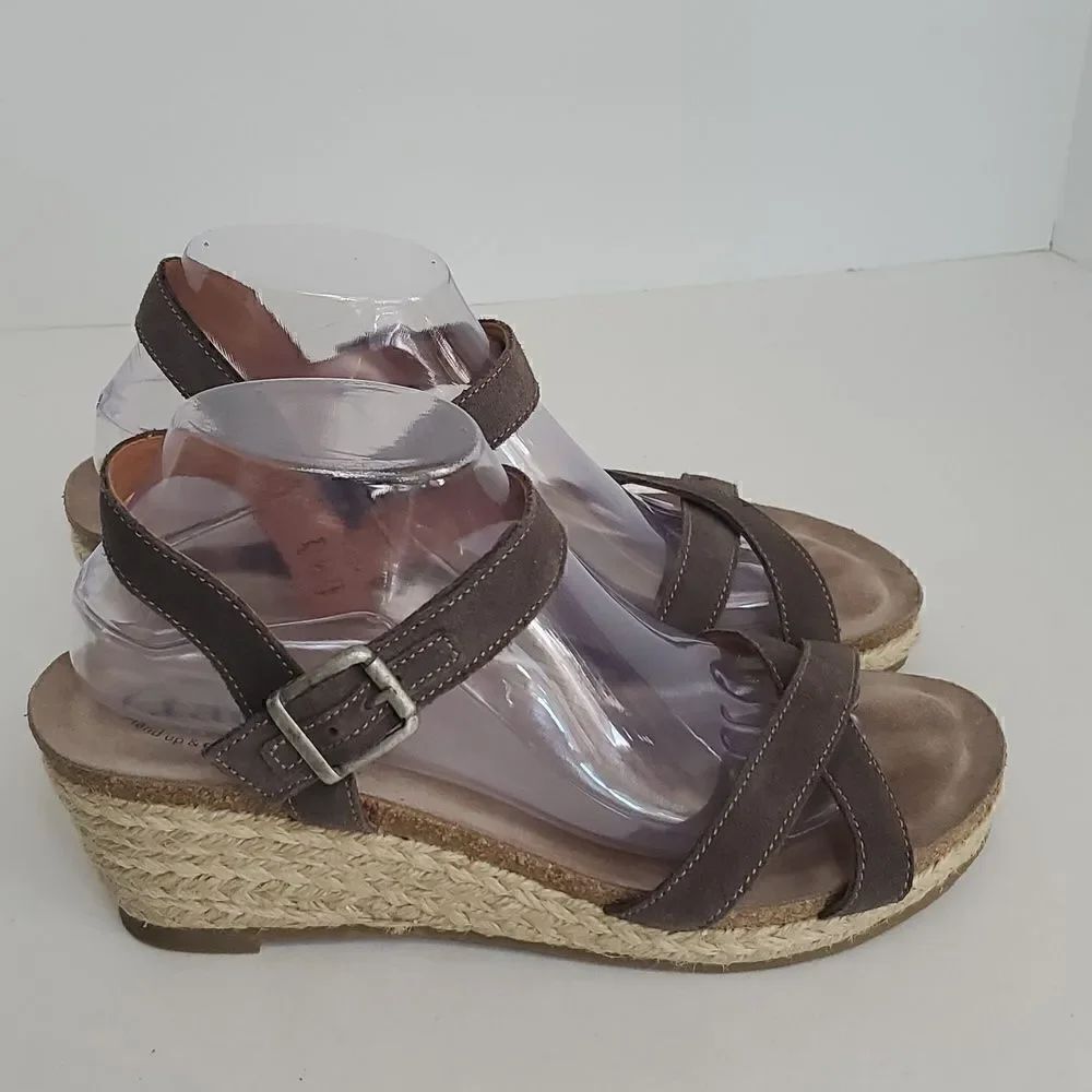 Taos Hey Jute Espadrille Wedge Strappy Leather Sandals Womens EU 41 US 10/10.5